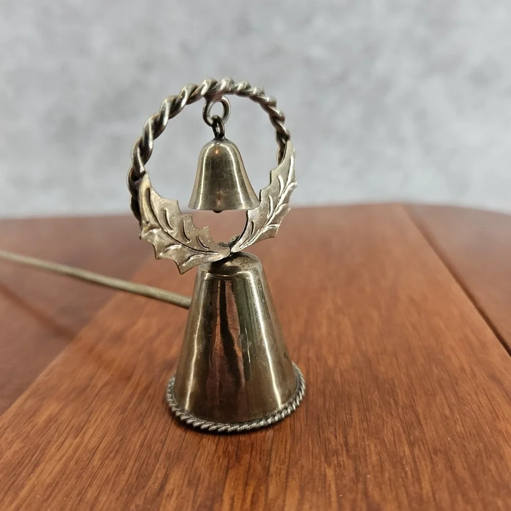 Brass Candle‎ Extinguisher Snuffer Rare Vtg Twist Edge W/ Bell Head Christmas